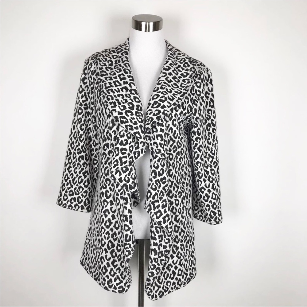 Calvin Klein Open Blazer Animal Print Sz 10